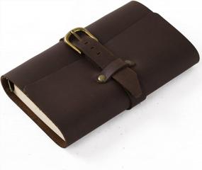 img 3 attached to Кожаный дневник Ancicraft A6, многоразовая папка с 6 кольцами и пряжкой, темно-коричневая, крафт-бумага с подкладкой