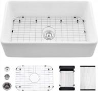 upgrade your kitchen with the vasoyo 33 inch farmhouse sink - white fireclay ceramic apron front single bowl sink logo