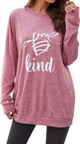 img 2 attached to Casual Women'S Tops - Dresswel Graphic T-Shirt With Bee Design, Short Or Long Sleeve, Pocket Shirt, Spread Kindness Message