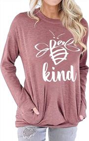 img 4 attached to Casual Women'S Tops - Dresswel Graphic T-Shirt With Bee Design, Short Or Long Sleeve, Pocket Shirt, Spread Kindness Message