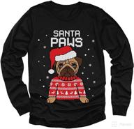 santa paws pug ugly christmas sweater: kids sweatshirt & dog long sleeve t-shirt combo! logo