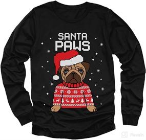 img 4 attached to Santa Paws Pug Ugly Christmas Sweater: Kids Sweatshirt & Dog Long Sleeve T-Shirt Combo!