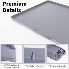 img 2 attached to 77L Under Sink Mat For Kitchen, 34" X 22" Silicone Under Kitchen Sink Mat Waterproof, Under The Sink Drip Tray, Cabinet Mat Liner Protector For Kitchen Bathroom, Hold Up To 3 Gallons Liquid -Grey