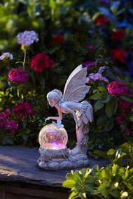 img 3 attached to Color-Changing LED Solar Standing Pixie With Globe By Moonrays 91547