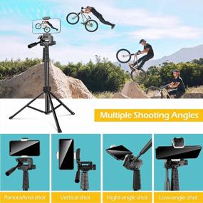img 2 attached to Eicaus 62'' Cell Phone Tripod Stand, Travel Camera Tripod &Selfie Stick Tripod With Remote Perfect For Live Streaming/Vlogging/Video Recording, Tripod For IPhone/Android/Projector With Phone Holder
