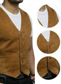 img 1 attached to Mens Genuine Leather Vest Vintage Retro Superior Goat Suede By BRANDSLOCK