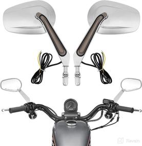 img 3 attached to 🔍 KEMIMOTO Sportster Mirrors with LED Signals for Harley-Davidson Dyna Softail Touring Models - Road Glide, Electra Glide, Road King, Street Glide - 1982-2022 - Chromed Round Rear View Mirrors