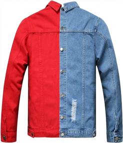 img 3 attached to Jean Jacket For Men With Separable Left And Right Ripped Design - Slim Fit Denim Jacket For Men
