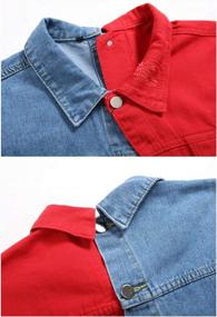 img 2 attached to Jean Jacket For Men With Separable Left And Right Ripped Design - Slim Fit Denim Jacket For Men