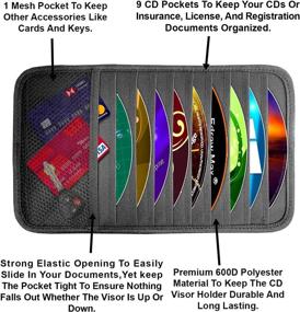 img 3 attached to Lebogner Car Sun Visor CD Holder and Vehicle Organizer, 2 Pack – Auto Interior Accessories 🚗 with 10 Pocket CD/DVD Storage Case, Registration, Document, and Ticket Holder – Storage Pouch Organizer for Better Organization