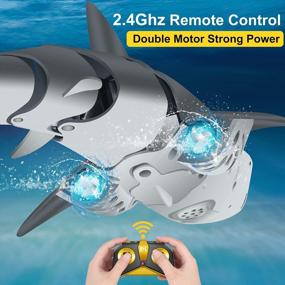 img 1 attached to Remote Control Shark Pool Toy For Kids Ages 8-12 And 5-7, Outdoor Water Spray RC Boat With 2 Batteries - Great Gift Idea For Boys & Girls