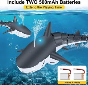 img 2 attached to Remote Control Shark Pool Toy For Kids Ages 8-12 And 5-7, Outdoor Water Spray RC Boat With 2 Batteries - Great Gift Idea For Boys & Girls