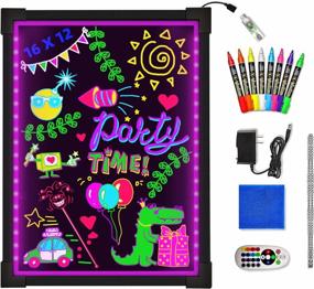 img 4 attached to 16X12 LED Dry Erase Board With Vivid Liquid Chalk Markers For Kids - Woodsam Erasable Neon Message Drawing And Learning Sign Board