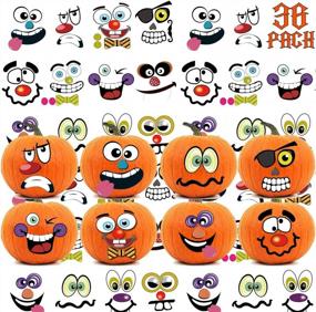 img 4 attached to Spooky Fun: 36 Packs Of Halloween Pumpkin Decorating Stickers With 12 Designs - Perfect For Trick Or Treat Party Favors!