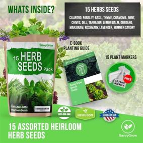 img 1 attached to SavvyGrow'S 15 Heirloom Herb Seed Collection: 4000+ Seeds With 95% Germination Rate, Free Markers, Non-GMO, And USA-Sourced