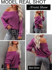 img 3 attached to BLENCOT Womens Casual Loose Off The Shoulder Sweaters Knitted Cable Jumper Pullover Sweater Tops