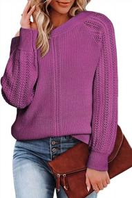 img 4 attached to BLENCOT Womens Casual Loose Off The Shoulder Sweaters Knitted Cable Jumper Pullover Sweater Tops