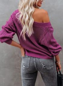 img 2 attached to BLENCOT Womens Casual Loose Off The Shoulder Sweaters Knitted Cable Jumper Pullover Sweater Tops