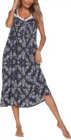 img 3 attached to Sleeveless Women'S Nightgown With Pockets - AVIIER Cotton House Dress In Long Length, Sizes S-XXL