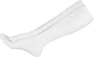 хирургические чулки 2x-large nuvein - 18 мм рт. ст. поддержка восстановления после эмболии, унисекс с высокой посадкой на колене, закрытый носок, белый logo