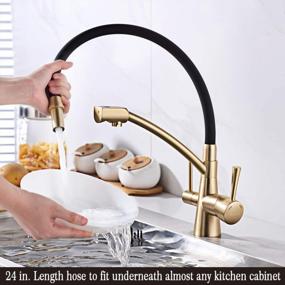img 2 attached to GAPPO Gold Kitchen Faucet Pull Out Sink Dual Handle 3-In-1 High Arc Water Filter Purifier Golden