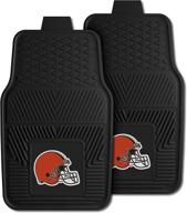 cleveland browns 2-piece heavy duty vinyl car mat set by fanmats: front row floor mats, all weather protection, universal fit with deep reservoir design logo