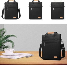img 1 attached to MOSISO Vertical Laptop Messenger Shoulder Bag For MacBook Pro 16 Inch 2022 2021 M1/Pro 15 A1398, Notebook With Zipper Pockets & Belt - Black