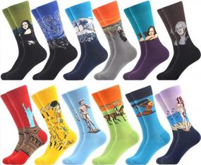 img 4 attached to Colorful Combed Cotton Socks For Men - Novelty And Funny Casual Dress Crew Socks Pack By WeciBor