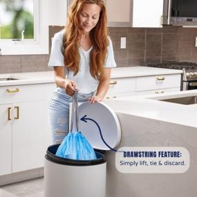 img 3 attached to 100 Tinted Blue Drawstring Garbage Liners 8-9 Gallon, 30-35 Liter, Custom Fit For Simplehuman (X) Code H Compatible Trash Cans, 18.5" X 28" By Plasticplace