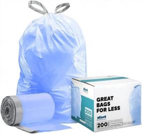 img 4 attached to 100 Tinted Blue Drawstring Garbage Liners 8-9 Gallon, 30-35 Liter, Custom Fit For Simplehuman (X) Code H Compatible Trash Cans, 18.5" X 28" By Plasticplace