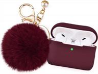 burgundy filoto airpods pro 2 case cover - cute protective silicone accessories w/ pompom keychain for women girl (2022 gen) logo