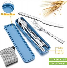 img 1 attached to Portable Travel Utensils With Case, HaWare Stainless Steel Silverware Set For Camping Office School Lunch, Including Knife Fork Spoon Chopsticks, Reusable And Dishwasher Safe(Blue)