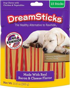 img 4 attached to DreamBone DreamSticks с настоящим беконом и сыром, 15 штук, жевательные конфеты без сыромятной кожи для собак, модель: DBBAC-02879