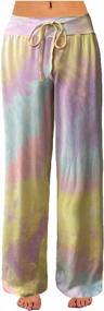img 4 attached to Women'S Comfy Casual Palazzo Lounge Pants - CCKO Tie Dye Drawstring Wide Leg For All Seasons