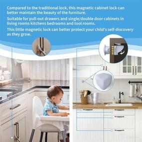 img 1 attached to 🔒 Child Proofing Magnetic Cabinet Locks - Invisible Safety Cupboard Lock Set for Cabinets and Drawers to Protect Baby Kids Home Safety (2 Locks and 1 Key)
