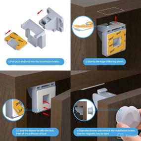 img 2 attached to 🔒 Child Proofing Magnetic Cabinet Locks - Invisible Safety Cupboard Lock Set for Cabinets and Drawers to Protect Baby Kids Home Safety (2 Locks and 1 Key)