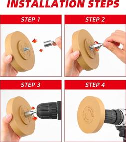 img 1 attached to 🔷 Luckut 4 Inch Decal Eraser Wheel - Pin Stripe Removal Tool with Pad & Adapter - Graphics and Adhesive Remover Wheel - Solid Rubber Wheel Decal Remover (1 Pack)