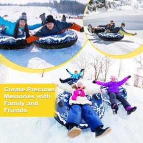 img 3 attached to Heavy Duty Plus Size Snow Tube - 49" Inflatable Sleds For Kids & Adults, K80 Military Grade Material Portable Toboggan For Winter Outdoor Fun Skiing And Sledding Snowboard Toy