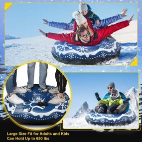 img 2 attached to Heavy Duty Plus Size Snow Tube - 49" Inflatable Sleds For Kids & Adults, K80 Military Grade Material Portable Toboggan For Winter Outdoor Fun Skiing And Sledding Snowboard Toy