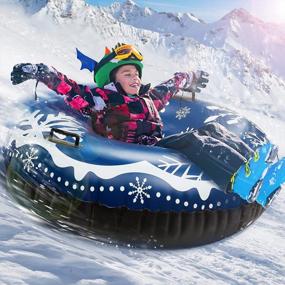 img 4 attached to Heavy Duty Plus Size Snow Tube - 49" Inflatable Sleds For Kids & Adults, K80 Military Grade Material Portable Toboggan For Winter Outdoor Fun Skiing And Sledding Snowboard Toy