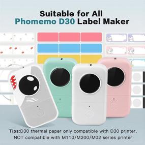img 2 attached to 🌟 Phomemo D30 Portable Thermal Bluetooth Label Maker: Adhesive Cartoon Labels - 160 Labels/Roll, 3 Roll Pack, D30 Thermal Printing Label Paper included