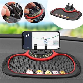 img 3 attached to 📱 DJZNDINGJIEJIE 4-in-1 Non-Slip Phone Pad for Car: Multifunctional Dashboard Mat, Anti-Skid Sticky Pad with Cartoon Design