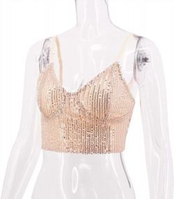 img 2 attached to Reflective Metallic Women'S Crop Top With Spaghetti Straps - Tight Sleeveless Tube Vest Blouse From Vimoisa