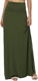 img 4 attached to Women'S Casual Lounge Solid Draped Jersey Relaxed Long Maxi Skirt - TheMogan S~3XL