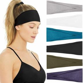 img 4 attached to Huachi Women'S Headbands: Athletic Yoga Workout Sports Exercise Hair Bands For Men - Non Slip Sweat Wicking Summer Cloth Plain Colors
