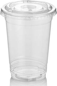 img 2 attached to 🥤 100-Pack of Green Direct 10 oz. Clear Plastic Cups with Flat Lids for Cold Drinks, Bubble Boba, Iced Coffee, Tea, and Smoothies