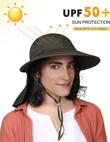 img 3 attached to UV-Protected Wide Brim Hat With Neck Flap For Women: Perfect For Hiking, Fishing & Gardening