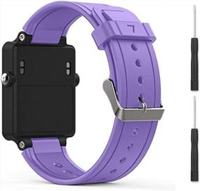 img 4 attached to Vibrant Violet Silicone Wristband With Metal Clasp For Garmin Vivoactive GPS Smart Watch - High-Quality Replacement Band For Fitness Enthusiasts