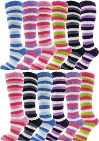 img 4 attached to Cosy Up This Winter With Our Non-Skid Fuzzy Socks: 12-Pack For Women And Girls
