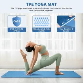 img 1 attached to Sportneer 8Mm TPE Eco-Friendly Extra Thick Yoga Mat With Knee Pad - Non Slip For All Types Of Yoga, Pilates & Floor Workouts | 72"L X 27"W X 1/3 Inch Large Pro Mat + Carrying Strap